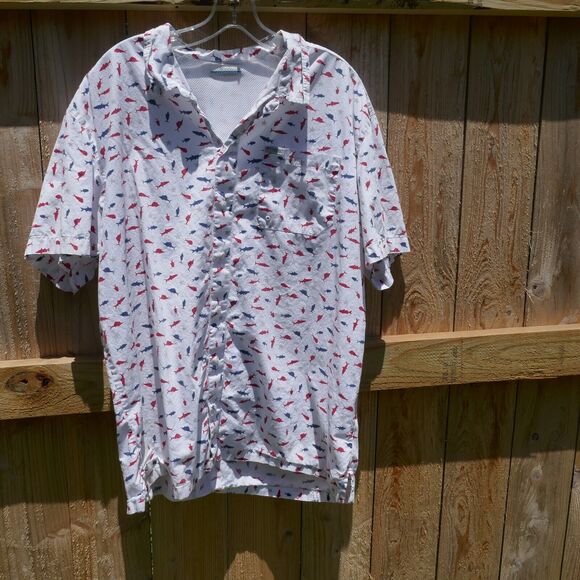 Columbia Red, White and Blue Casual Button Down Shirt - Picture 1 of 7